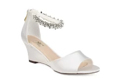 Journee Collection Womens Connor Wedge Sandal - White
