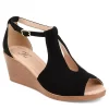 Journee Collection Womens Kedzie Wedge Sandal - Black -Shoe Shop US 01 102265 00