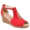 Journee Collection Womens Kedzie Wedge Sandal - Red -Shoe Shop US 01 102268 00