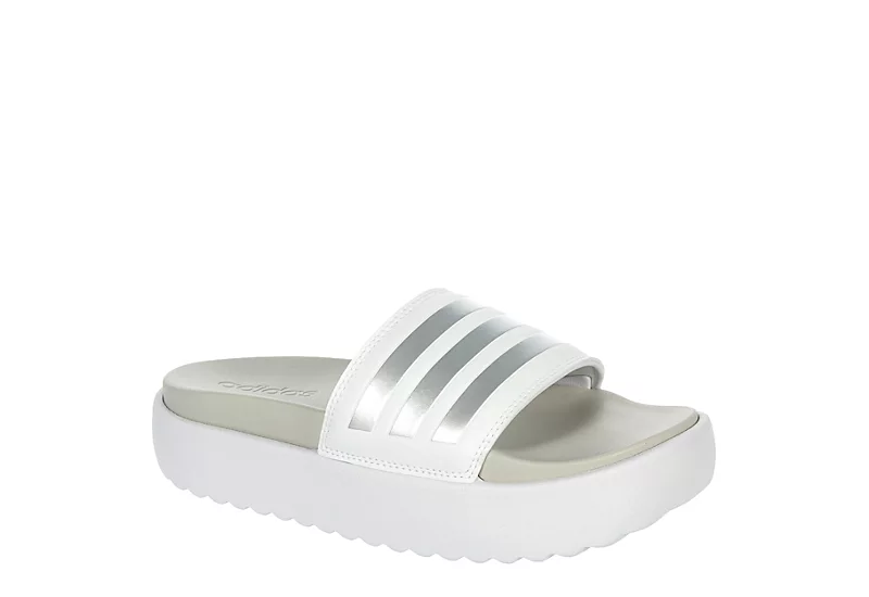 Adidas Womens Adilette Platform Slide Sandal - White 3 Adidas Womens Adilette Platform Slide Sandal - White