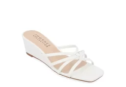 Journee Collection Womens Blayke Wedge Slip On Sandal - White