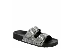 Madden Girl Womens Teddy Footbed Slide Sandal - Black