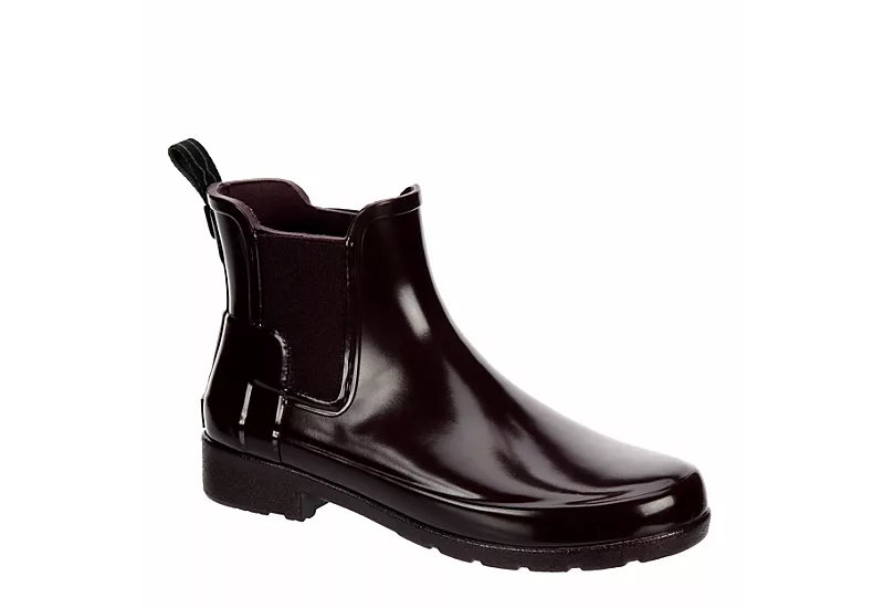 Hunter Boots Llc Womens Original Refined Chelsea Gloss Rain Boot - Wine 3 Hunter Boots Llc Womens Original Refined Chelsea Gloss Rain Boot - Wine
