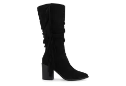 Journee Collection Womens Hartly Fringed Wide Calf Dress Boot - Black -Shoe Shop US 01 303177 01