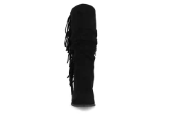Journee Collection Womens Hartly Fringed Wide Calf Dress Boot - Black -Shoe Shop US 01 303177 02