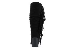 Journee Collection Womens Hartly Fringed Wide Calf Dress Boot - Black -Shoe Shop US 01 303177 04