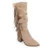 Journee Collection Womens Hartly Fringed Wide Calf Dress Boot - Taupe 2 Journee Collection Womens Hartly Fringed Wide Calf Dress Boot - Taupe -Shoe Shop US 01 303178 00