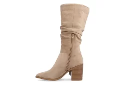 Journee Collection Womens Hartly Fringed Wide Calf Dress Boot - Taupe -Shoe Shop US 01 303178 03