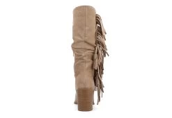 Journee Collection Womens Hartly Fringed Wide Calf Dress Boot - Taupe -Shoe Shop US 01 303178 04