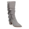 Journee Collection Womens Hartly Fringed Wide Calf Dress Boot - Grey 2 Journee Collection Womens Hartly Fringed Wide Calf Dress Boot - Grey -Shoe Shop US 01 303179 00