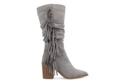 Journee Collection Womens Hartly Fringed Wide Calf Dress Boot - Grey 10 Journee Collection Womens Hartly Fringed Wide Calf Dress Boot - Grey -Shoe Shop US 01 303179 01