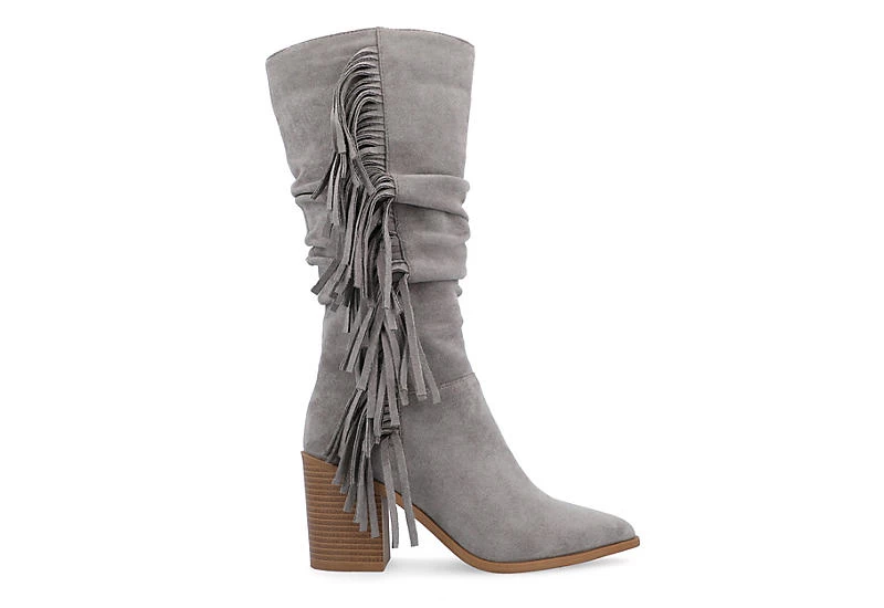 Journee Collection Womens Hartly Fringed Wide Calf Dress Boot - Grey 4 Journee Collection Womens Hartly Fringed Wide Calf Dress Boot - Grey - Image 2