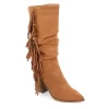 Journee Collection Womens Hartly Fringed Wide Calf Dress Boot - Tan 1 Journee Collection Womens Hartly Fringed Wide Calf Dress Boot - Tan -Shoe Shop US 01 303180 00