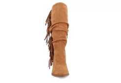 Journee Collection Womens Hartly Fringed Wide Calf Dress Boot - Tan -Shoe Shop US 01 303180 02
