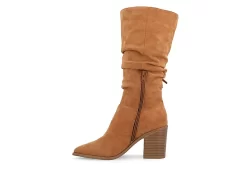Journee Collection Womens Hartly Fringed Wide Calf Dress Boot - Tan -Shoe Shop US 01 303180 03