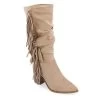 Journee Collection Womens Hartly Fringed Extra Wide Calf Dress Boot - Taupe -Shoe Shop US 01 303183 00