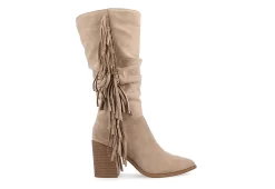 Journee Collection Womens Hartly Fringed Extra Wide Calf Dress Boot - Taupe -Shoe Shop US 01 303183 01