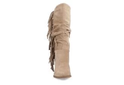 Journee Collection Womens Hartly Fringed Extra Wide Calf Dress Boot - Taupe -Shoe Shop US 01 303183 02
