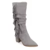 Journee Collection Womens Hartly Fringed Extra Wide Calf Dress Boot - Grey -Shoe Shop US 01 303184 00
