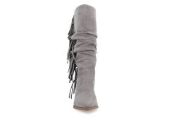 Journee Collection Womens Hartly Fringed Extra Wide Calf Dress Boot - Grey -Shoe Shop US 01 303184 02