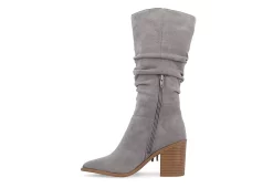 Journee Collection Womens Hartly Fringed Extra Wide Calf Dress Boot - Grey -Shoe Shop US 01 303184 03