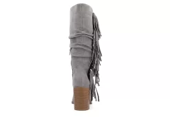 Journee Collection Womens Hartly Fringed Extra Wide Calf Dress Boot - Grey -Shoe Shop US 01 303184 04