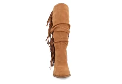 Journee Collection Womens Hartly Fringed Extra Wide Calf Dress Boot - Tan -Shoe Shop US 01 303185 02