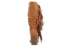 Journee Collection Womens Hartly Fringed Extra Wide Calf Dress Boot - Tan -Shoe Shop US 01 303185 04