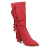Journee Collection Womens Hartly Fringed Extra Wide Calf Dress Boot - Red -Shoe Shop US 01 303199 00