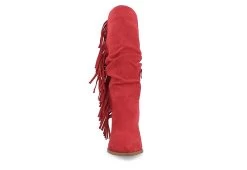 Journee Collection Womens Hartly Fringed Extra Wide Calf Dress Boot - Red -Shoe Shop US 01 303199 02