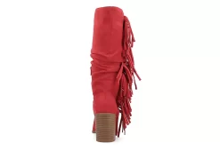 Journee Collection Womens Hartly Fringed Extra Wide Calf Dress Boot - Red -Shoe Shop US 01 303199 04