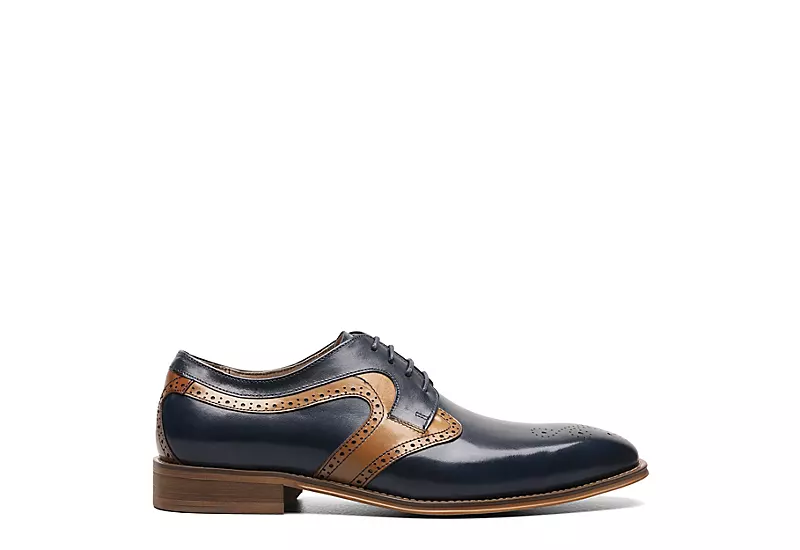 Stacy Adams Mens Palmer Plain Toe Medallion Oxford - Navy 4 Stacy Adams Mens Palmer Plain Toe Medallion Oxford - Navy - Image 2