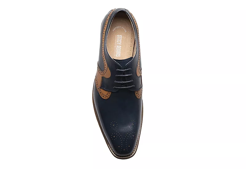 Stacy Adams Mens Palmer Plain Toe Medallion Oxford - Navy 8 Stacy Adams Mens Palmer Plain Toe Medallion Oxford - Navy - Image 6