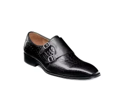 Stacy Adams Mens Torrance Plain Toe Double Monk Strap Oxford - Black